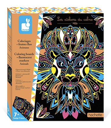 Photo produit : Loisirs créatifs COLORIAGES + FEUTRES FLUO ANIMAUX