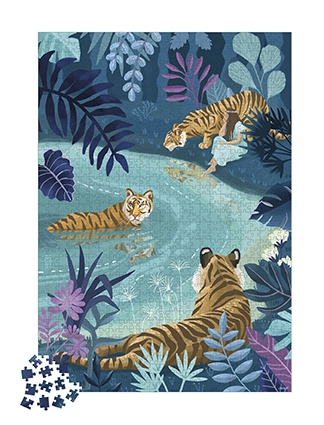 Photo produit : Puzzles PUZZLE TIGRES AU CLAIR DE LUNE   1000 PCS