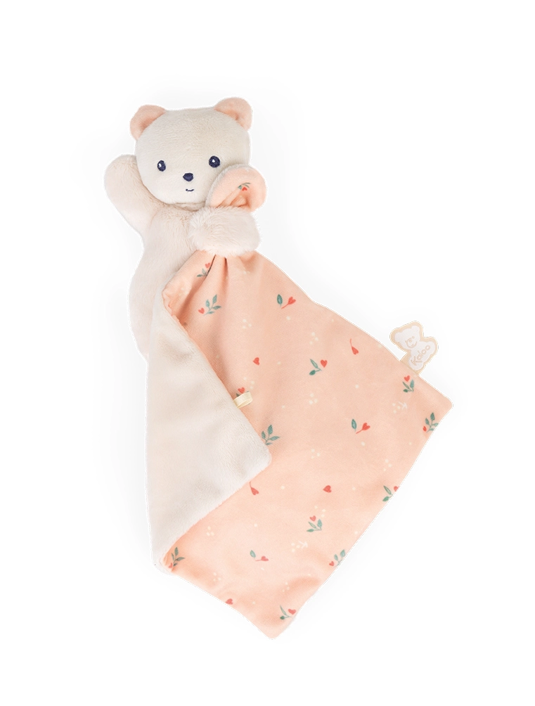 Photo produit : Peluches CARRE DOUCEUR DOUDOU OURS FEUILLES D'AMOUR - 17CM